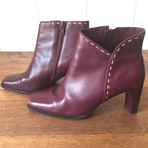 burgundy leather ankle boots